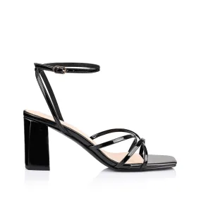 Nakita Block Heel Sandals - Black Patent