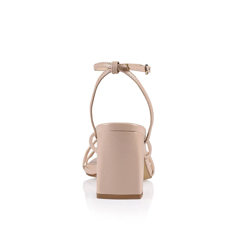 Nakita Block Heel Sandals - Nude Smooth