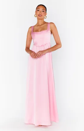 Nina Maxi Dress ~ Light Pink Luxe Satin