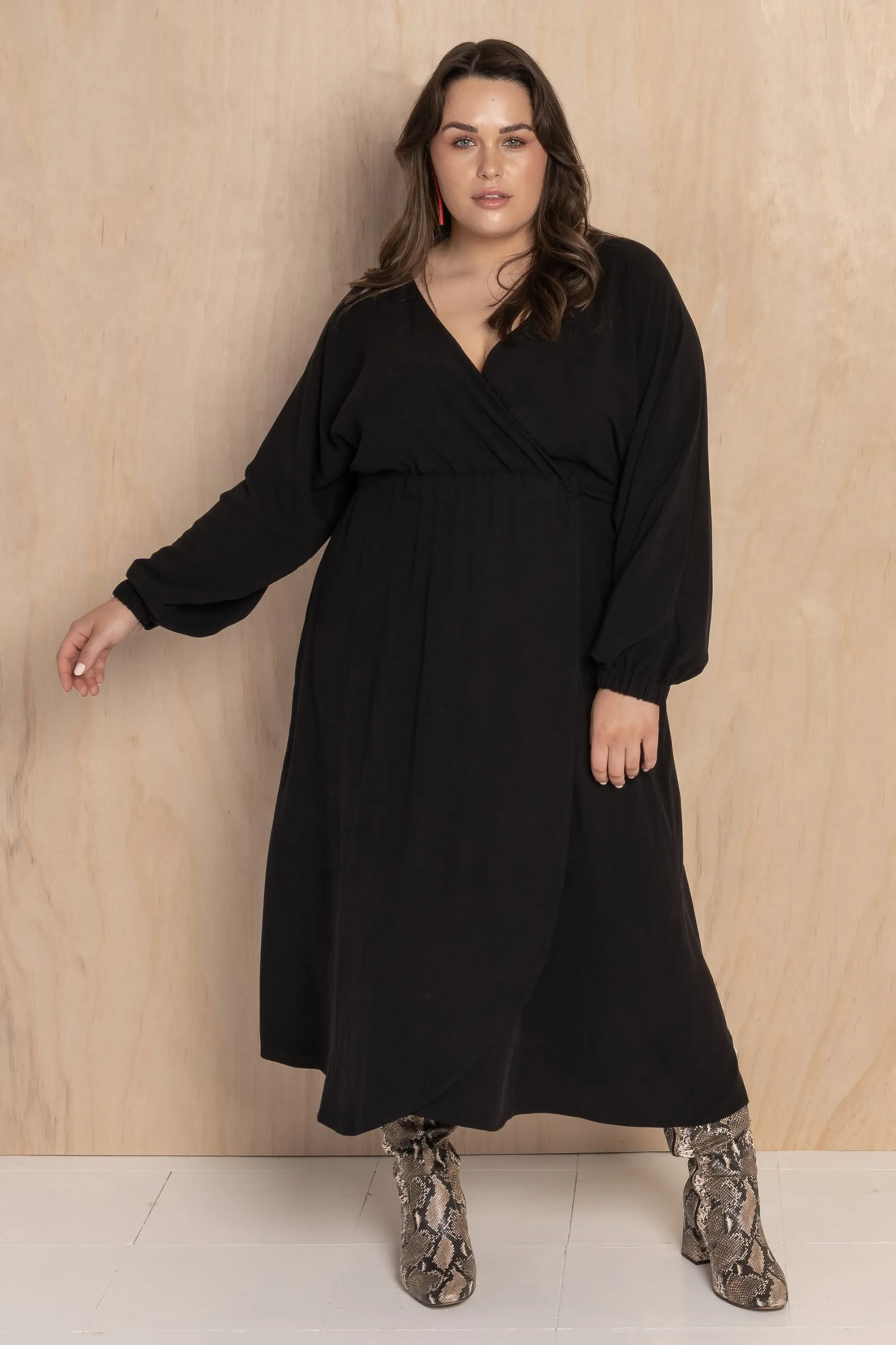 Piece of My Heart Wrap Dress - Black