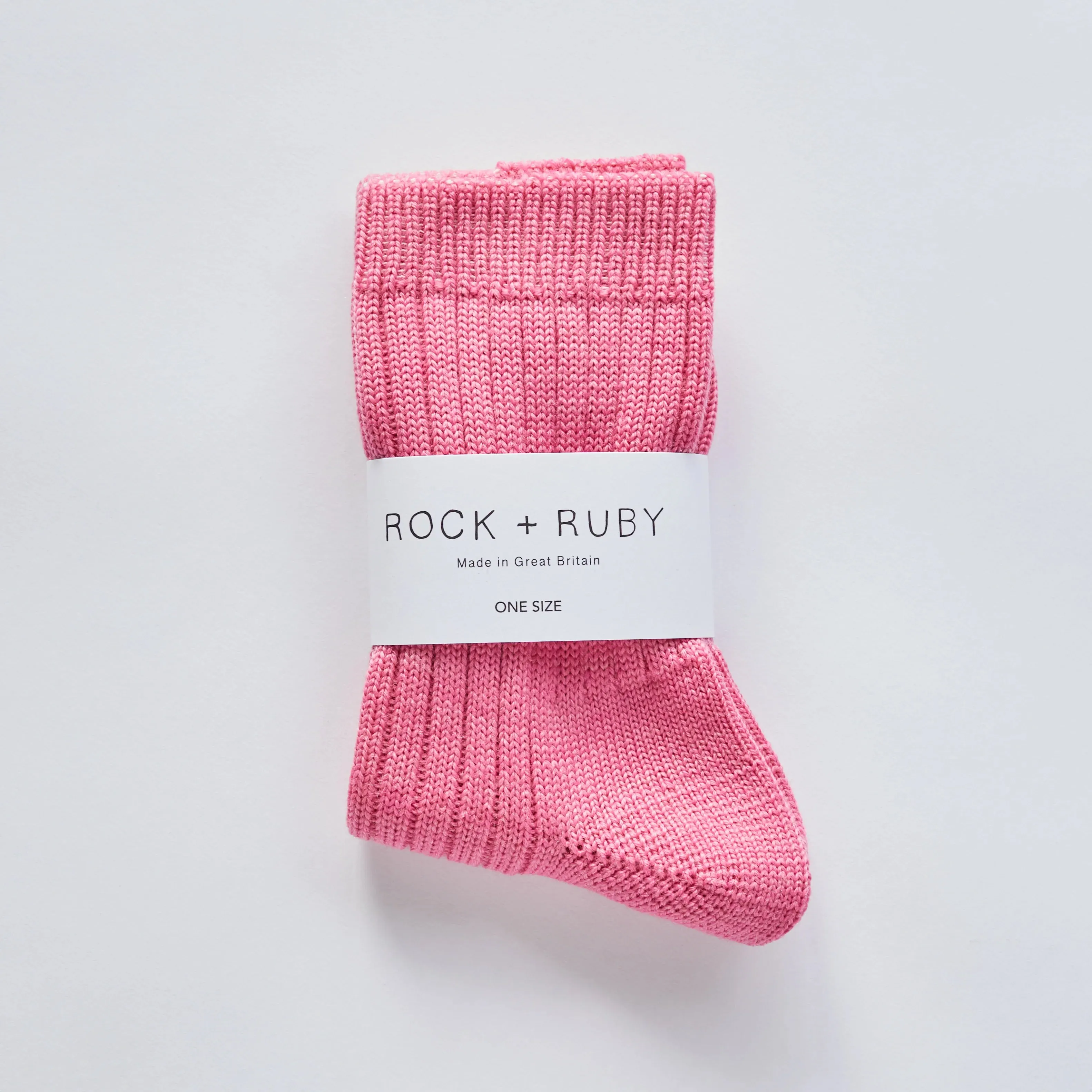 pink wool rib socks