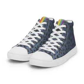 Rainbow Flag Blue Leopard Print High Top Trainers (female sizes)