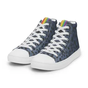 Rainbow Flag Blue Leopard Print High Top Trainers (male sizes)