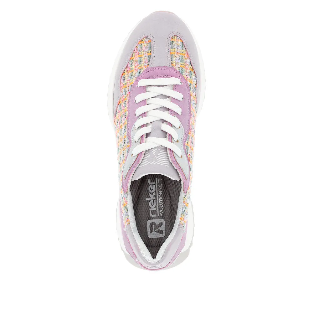 Rieker W130090 Woven Womens Pink Multi Trainer