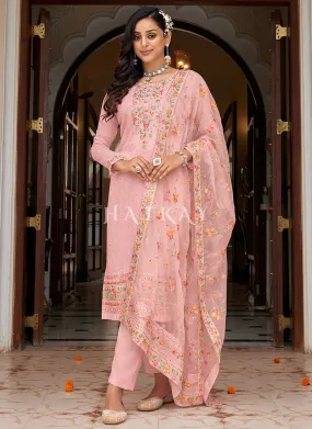 Soft Peach Multi Embroidered Traditional Salwar Kameez