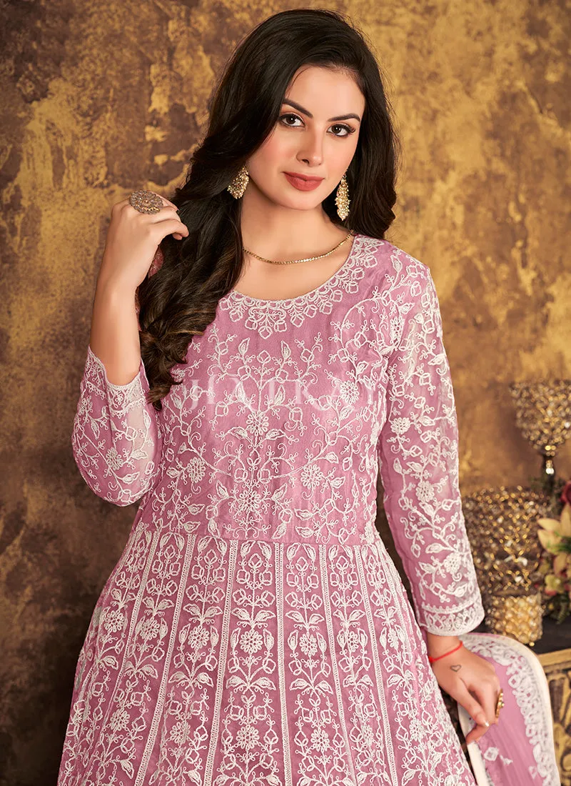 Soft Pink Embroidery Designer Anarkali Suit