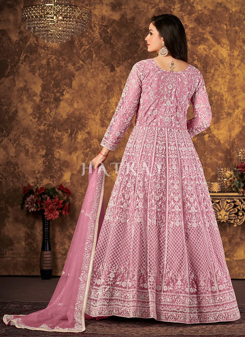 Soft Pink Embroidery Designer Anarkali Suit