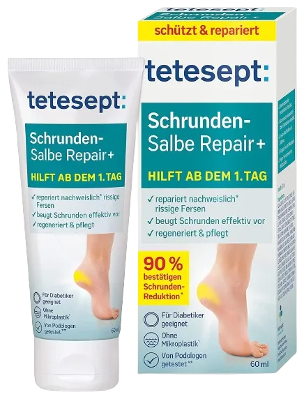 Tetesept Cracked Ointment Repair  | Shea Butter & Dexpanthenol Foot Cream for Cracked Heels - 60ml