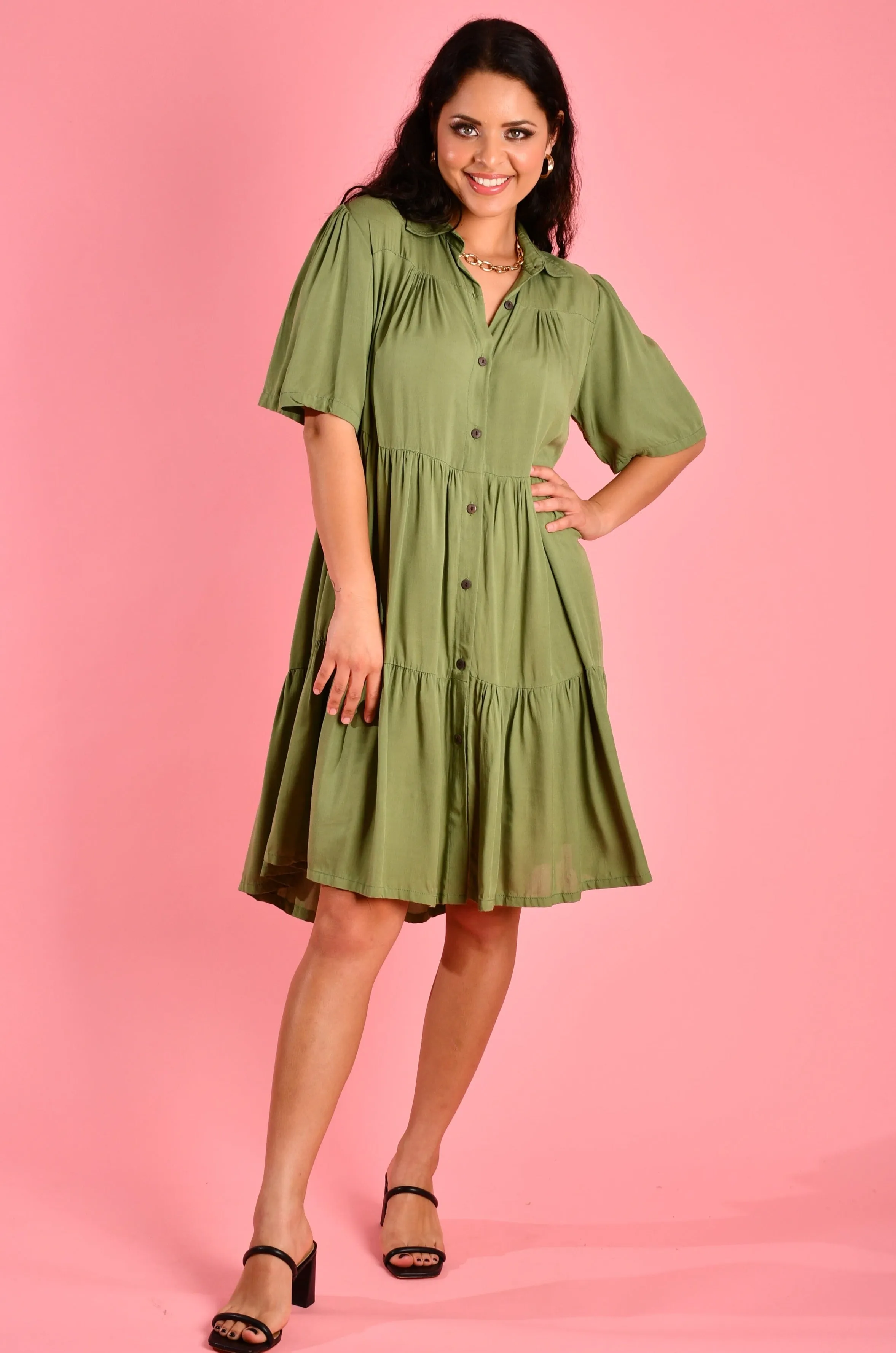 VGLD170 - VICTORIA DRESS - SOFT KHAKI