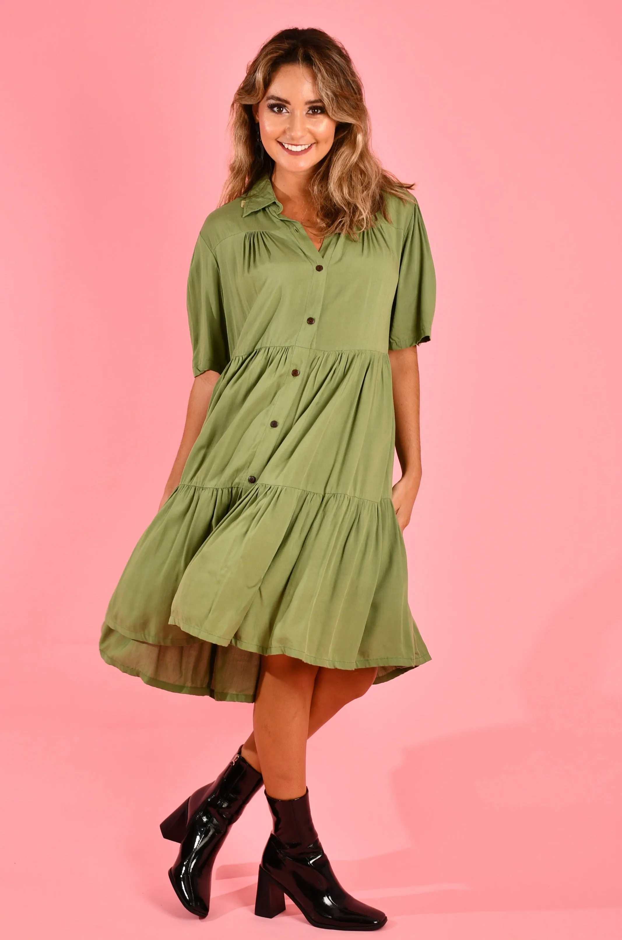 VGLD170 - VICTORIA DRESS - SOFT KHAKI