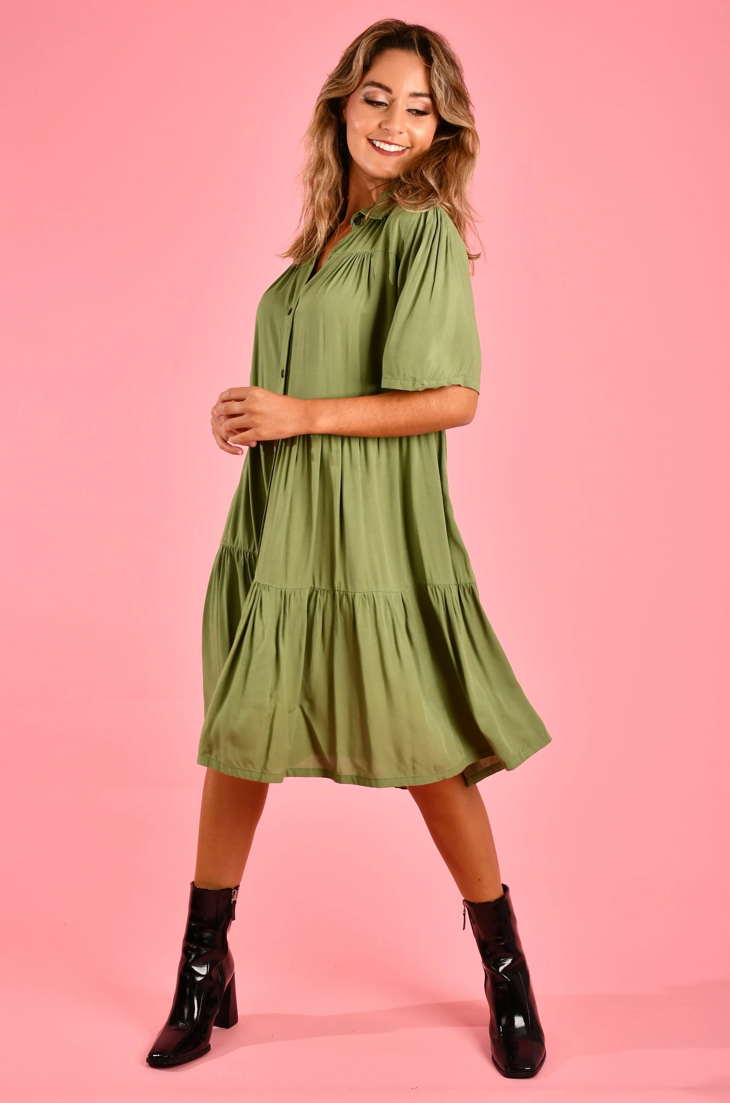 VGLD170 - VICTORIA DRESS - SOFT KHAKI