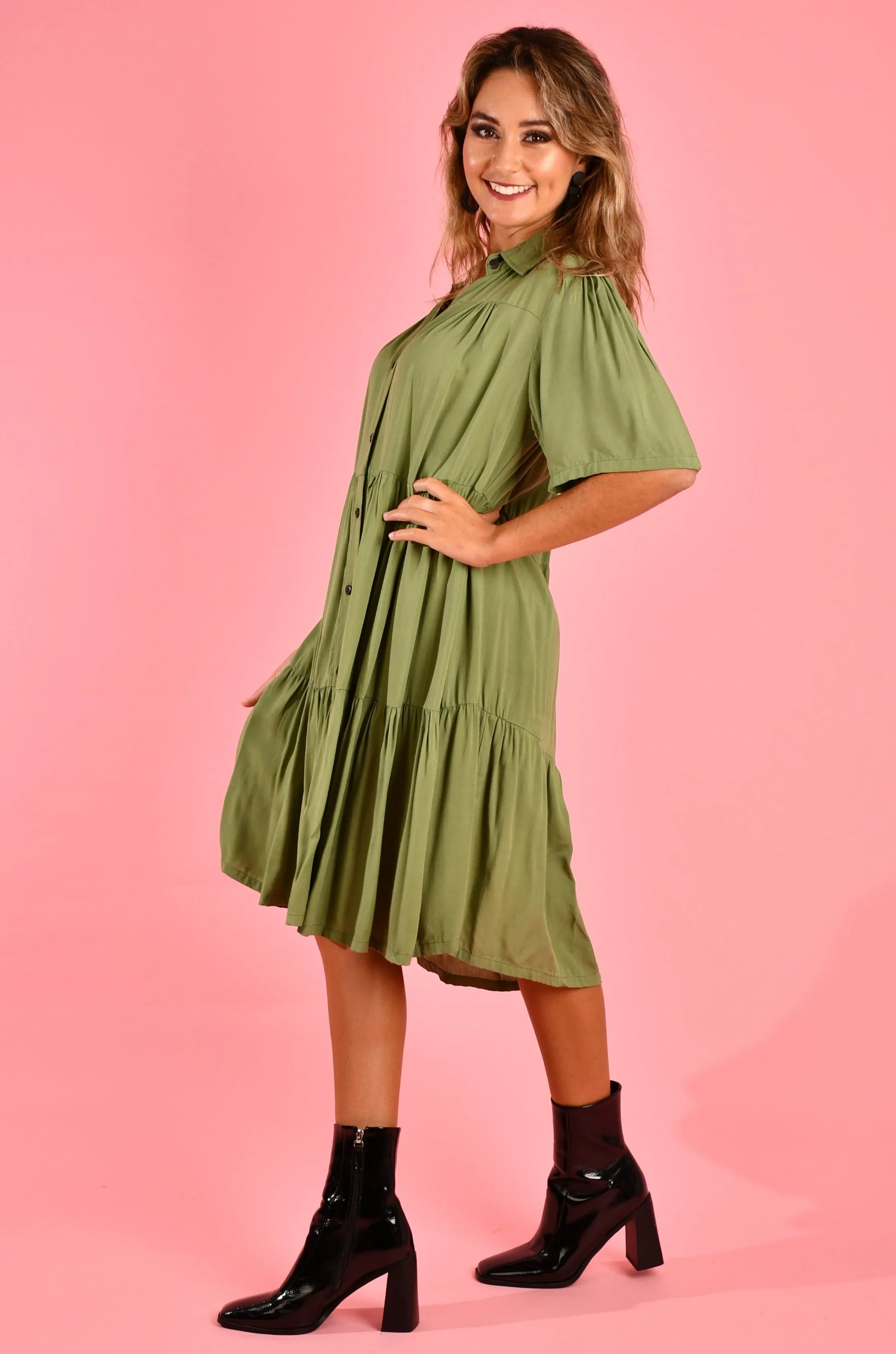 VGLD170 - VICTORIA DRESS - SOFT KHAKI