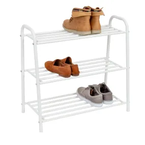 White Matte 3-Tier Metal Shoe Rack