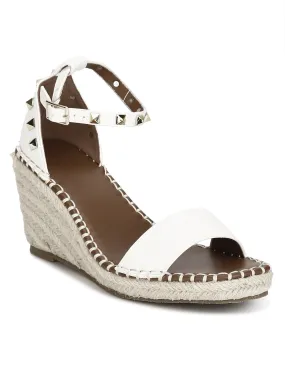 White Pu Straped Jute Wedges