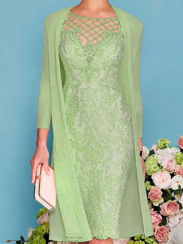 Women's Lace Dress Dress Set Midi Dress Pink Yellow Light Green Light gray Light Blue White 3/4 Length Sleeve Floral Pure Color Lace Summer Spring Crew Neck Elegant Classic Party 2023 S M L XL XXL 3XL