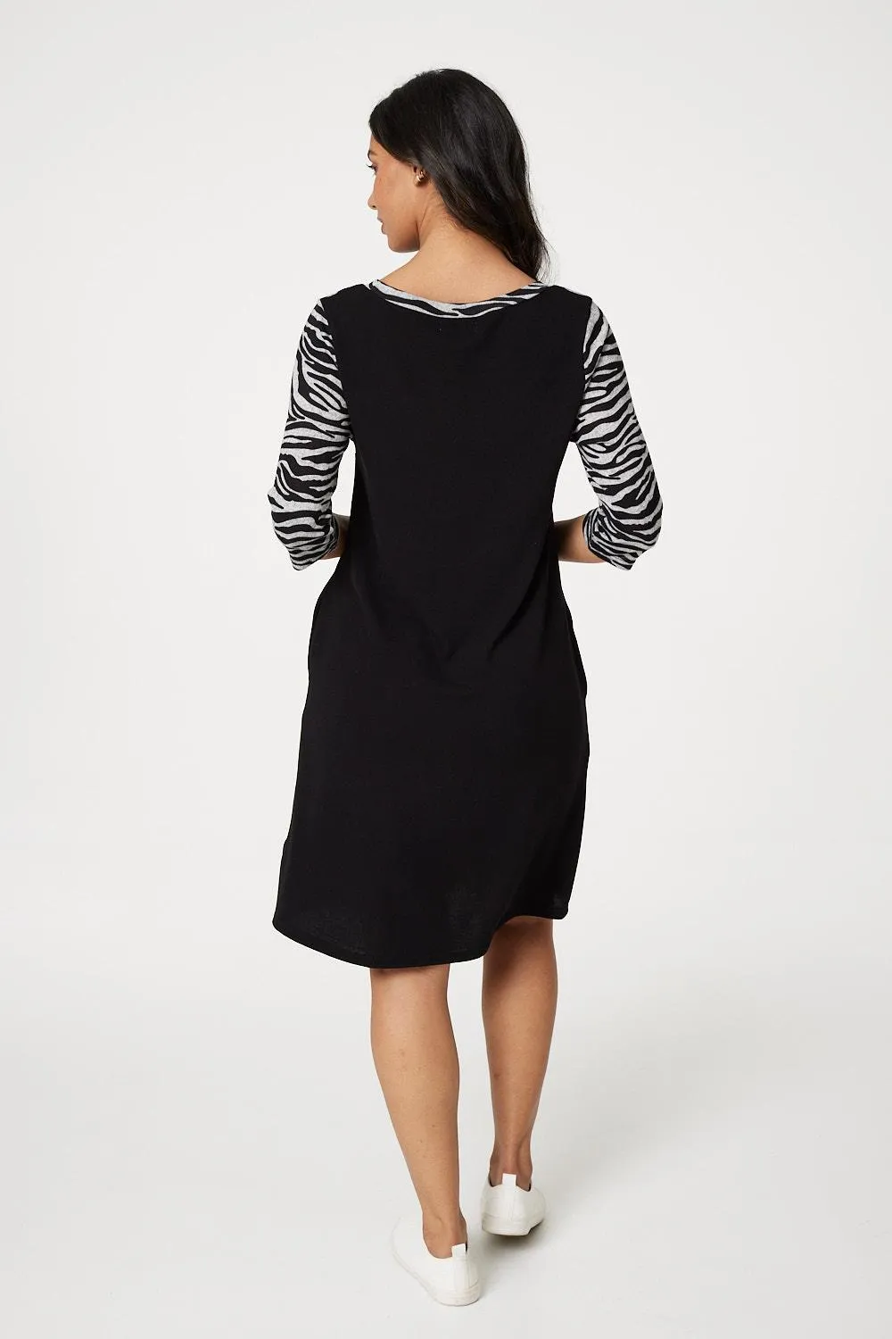 Zebra Colour Block Mini Dress